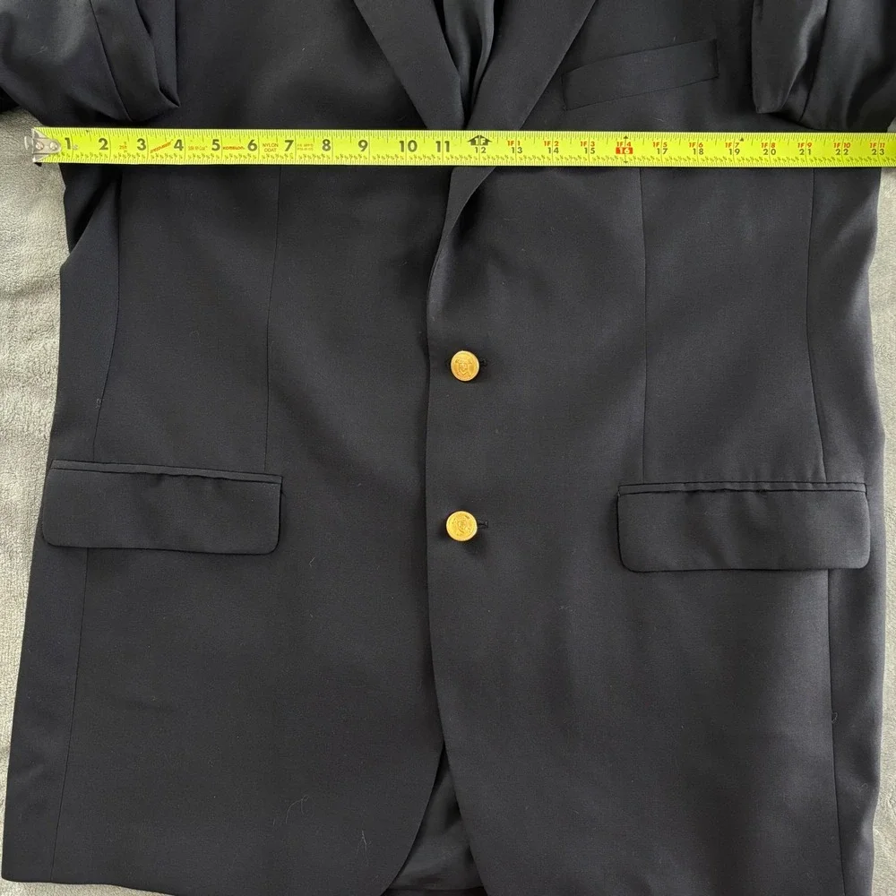 Ralph Lauren Navy Blue Blazer Gold Buttons Two Button Menswear Classic Style 46L